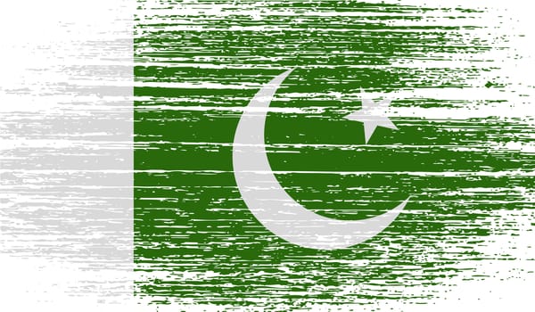 Flag of Pakistan with old texture.  illustration