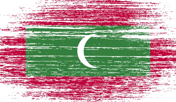 Flag of Maldives with old texture.  illustration