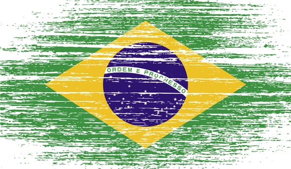 Flag of Brazil with old texture.  illustration