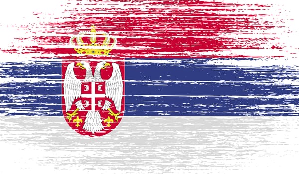 Flag of Serbia with old texture.  illustration