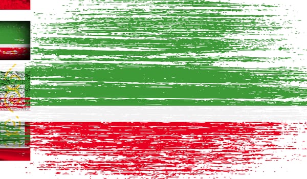 Flag of Chechen Republic with old texture.  illustration