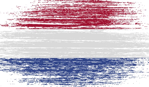 Flag of Netherlands with old texture.  illustration