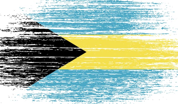 Flag of Bahamas with old texture.  illustration