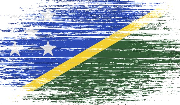 Flag of Solomon Islands with old texture.  illustration