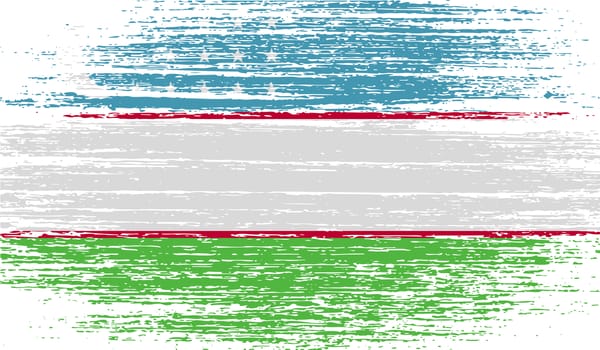 Flag of Uzbekistan with old texture.  illustration