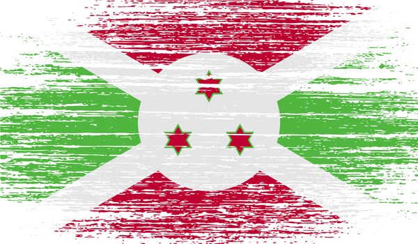 Flag of Burundi with old texture.  illustration