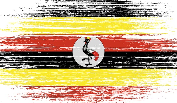 Flag of Uganda with old texture.  illustration