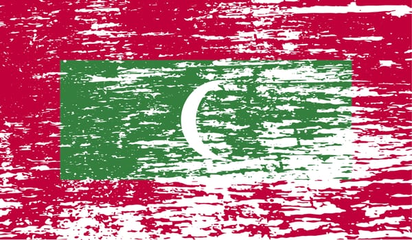 Flag of Maldives with old texture.  illustration