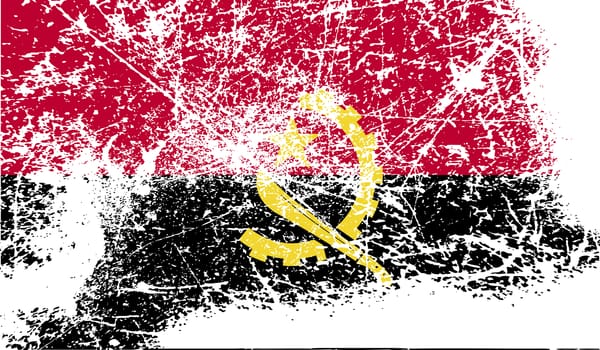 Flag of Angola with old texture.  illustration