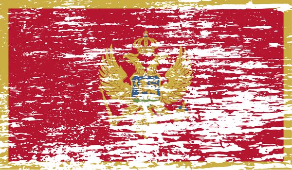 Flag of Montenegro with old texture.  illustration