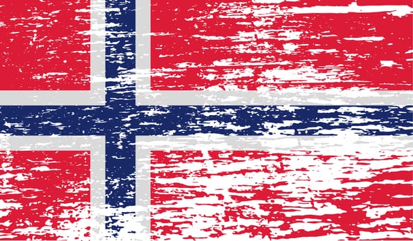 Flag of Norway with old texture.  illustration