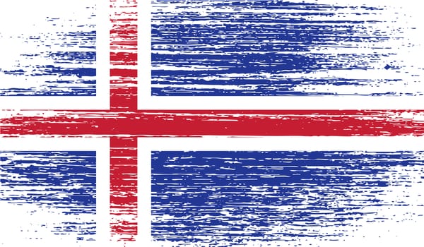 Flag of Iceland with old texture.  illustration