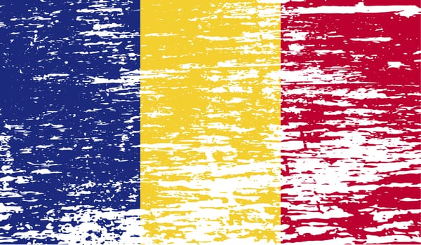 Flag of Romania with old texture.  illustration