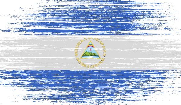 Flag of Nicaragua with old texture.  illustration