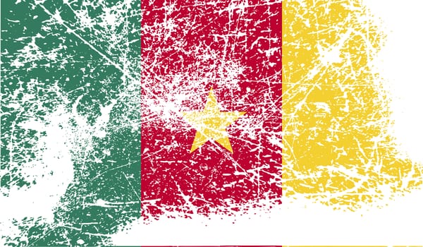 Flag of Cameroon with old texture.  illustration