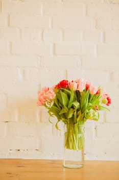 bouquet of tulips on a white background for advertising