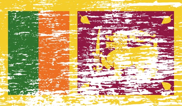 Flag of Sri Lanka with old texture.  illustration