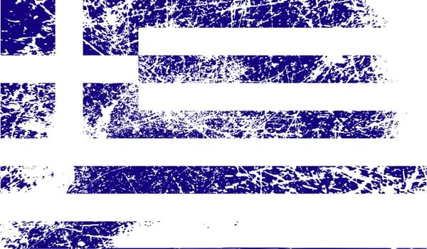 Flag of Greece with old texture.  illustration