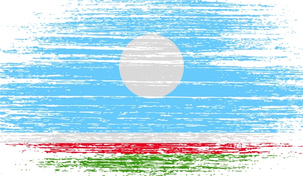 Flag of  Sakha Yakutia Republic, Russia with old texture.  illustration