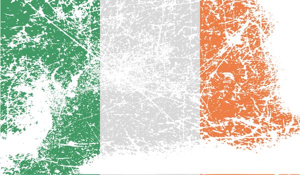 Flag of Ireland with old texture.  illustration