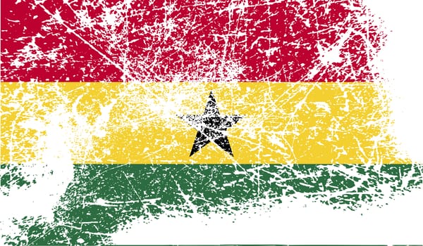 Flag of Ghana with old texture.  illustration