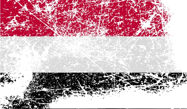 Flag of Yemen with old texture.  illustration