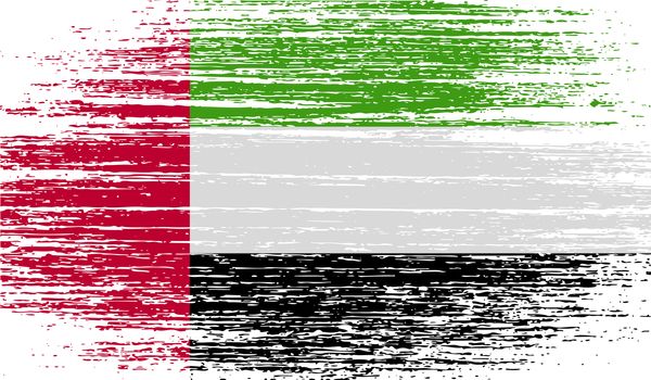 Flag of United Arab Emirates with old texture.  illustration