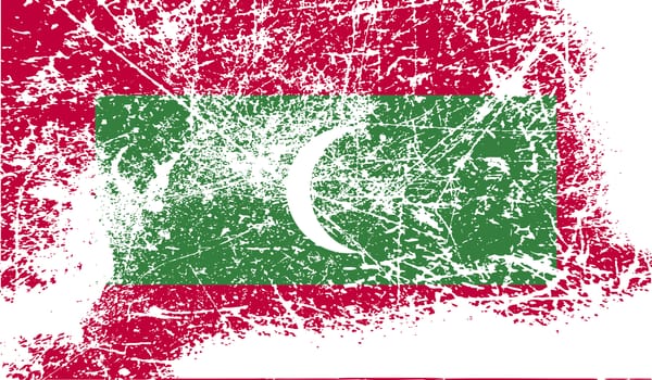 Flag of Maldives with old texture.  illustration