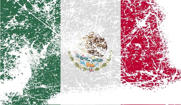 Flag of Mexico with old texture.  illustration