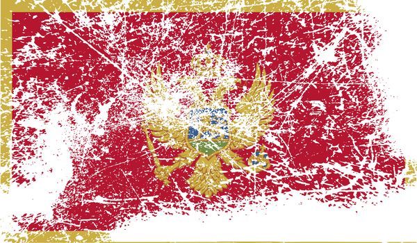 Flag of Montenegro with old texture.  illustration