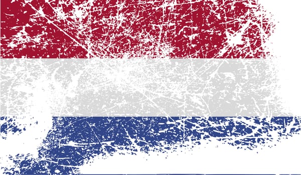 Flag of Netherlands with old texture.  illustration