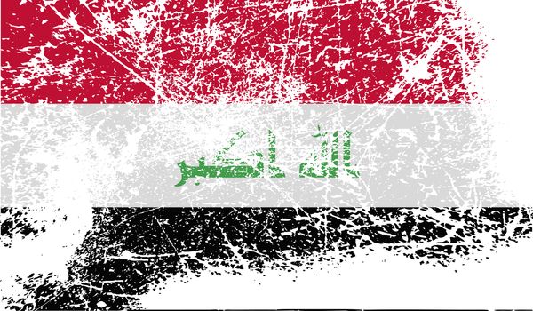 Flag of Iraq with old texture.  illustration