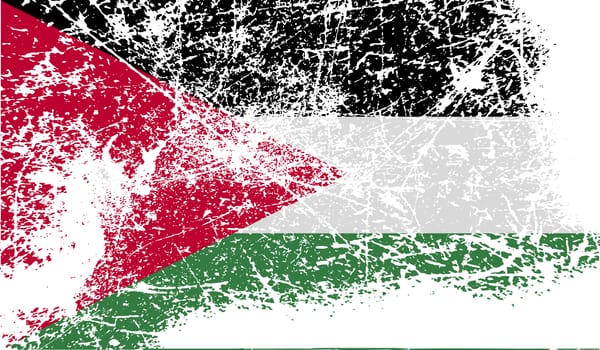 Flag of Jordan with old texture.  illustration