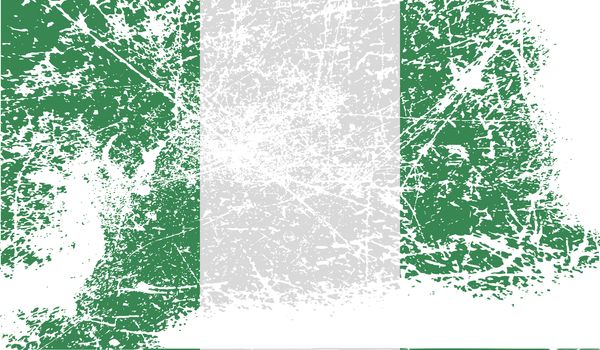 Flag of Nigeria with old texture.  illustration
