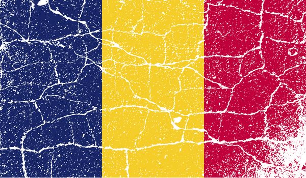 Flag of Chad with old texture.  illustration