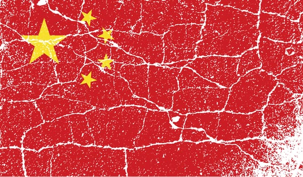 Flag of China with old texture.  illustration