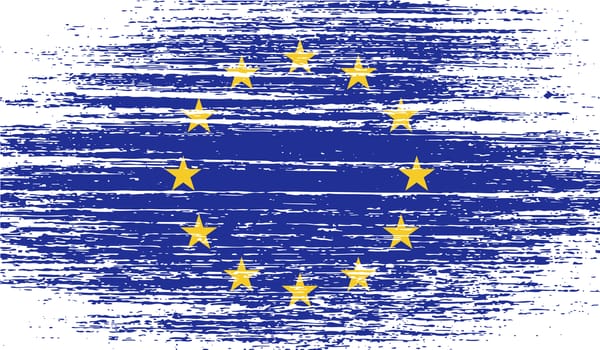 Flag of European Union with old texture.  illustration