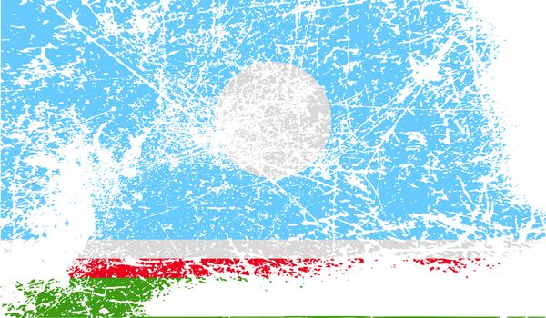 Flag of  Sakha Yakutia Republic, Russia with old texture.  illustration
