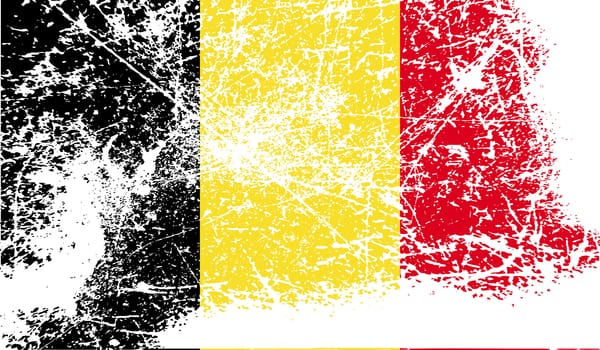 Flag of Belgium with old texture.  illustration