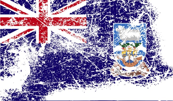 Flag of Falkland Islands with old texture.  illustration