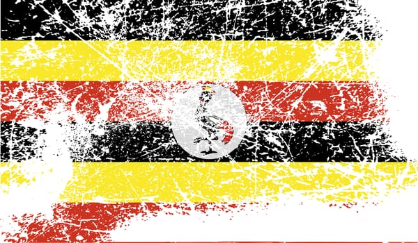 Flag of Uganda with old texture.  illustration