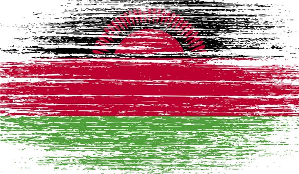 Flag of Malawi with old texture.  illustration