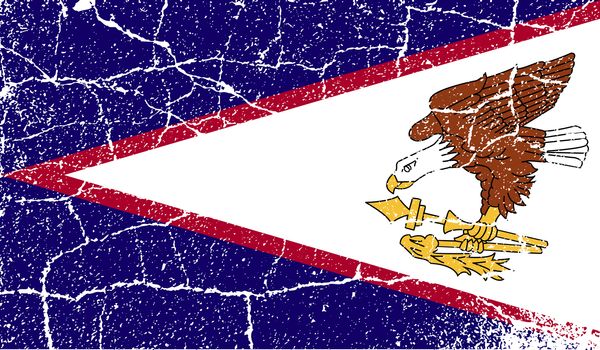 Flag of American Samoa with old texture.  illustration