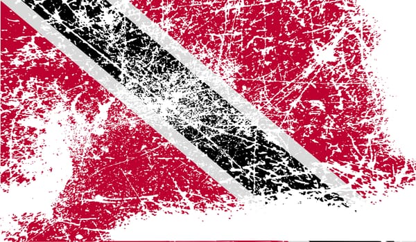 Flag of Trinidad and Tobago with old texture.  illustration