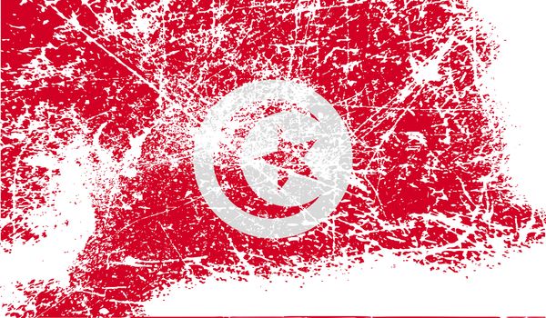 Flag of Tunisia with old texture.  illustration