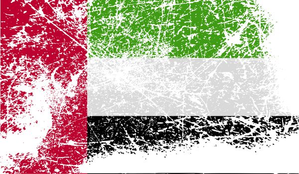 Flag of United Arab Emirates with old texture.  illustration