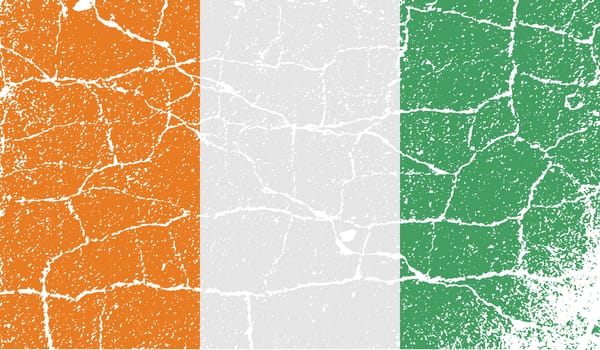 Flag of Cote divoire with old texture.  illustration