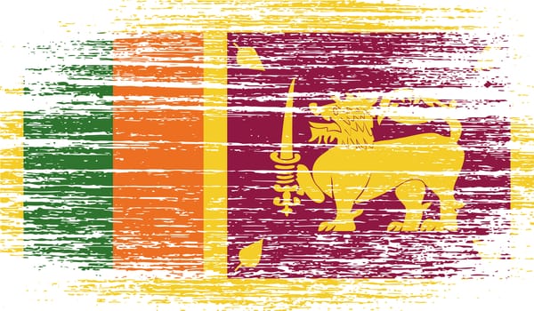 Flag of Sri Lanka with old texture.  illustration