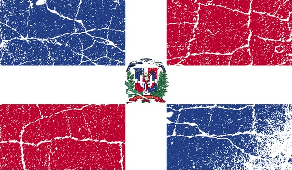 Flag of Dominican Republic with old texture.  illustration