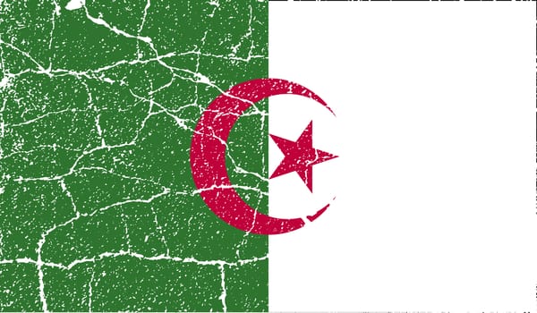 Flag of Algeria with old texture.  illustration